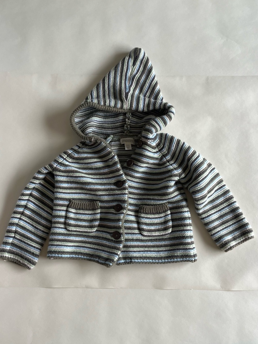 Gymboree Striped Hooded Knit Cardigan - Blue, Green, Brown